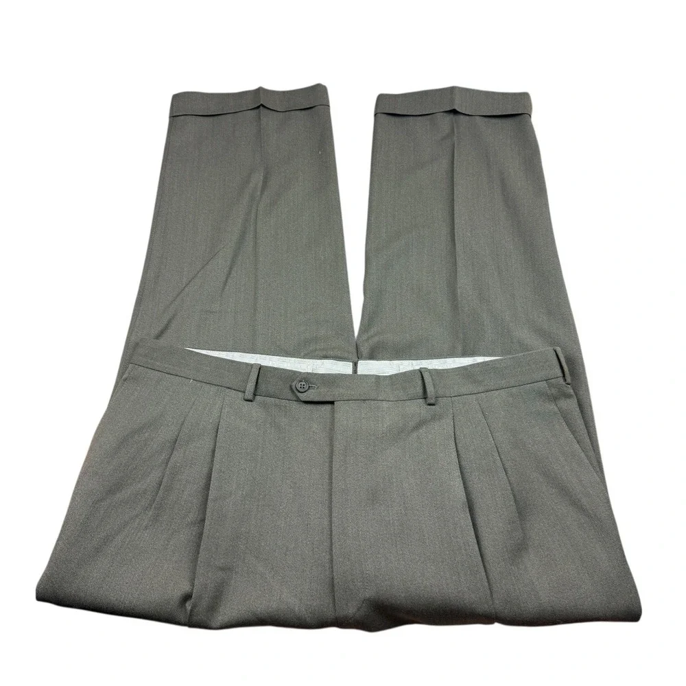 Paul Stuart Mens‎ Pleated Wool Dress Pants Trousers Made in Italy Gray Size 42
